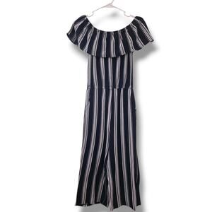 Eyeshadow Girls Size 12 Jumpsuit Flounce Striped Wide Leg Knit Pants Romper